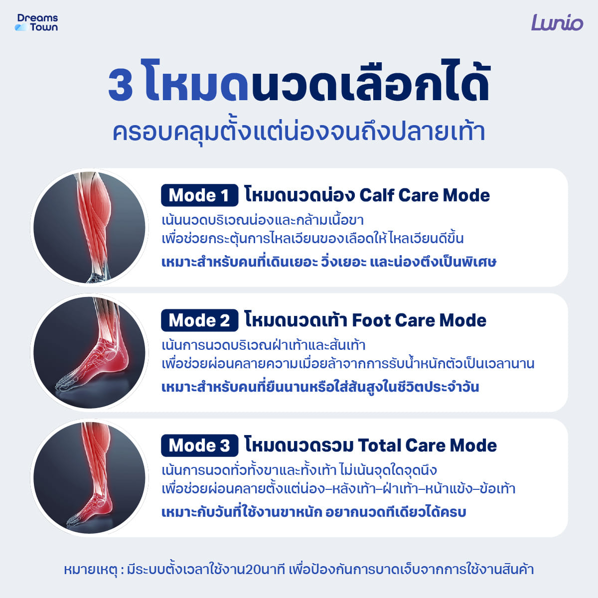 รองเท้านวดไฟฟ้าแบบไร้สาย LUNIO รุ่น MASSAGE BOOTS WHITE_2